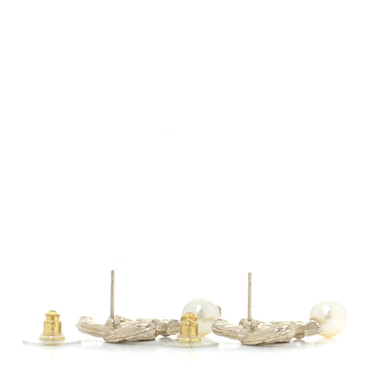 Crystal Pearl CC Drop Earrings Gold