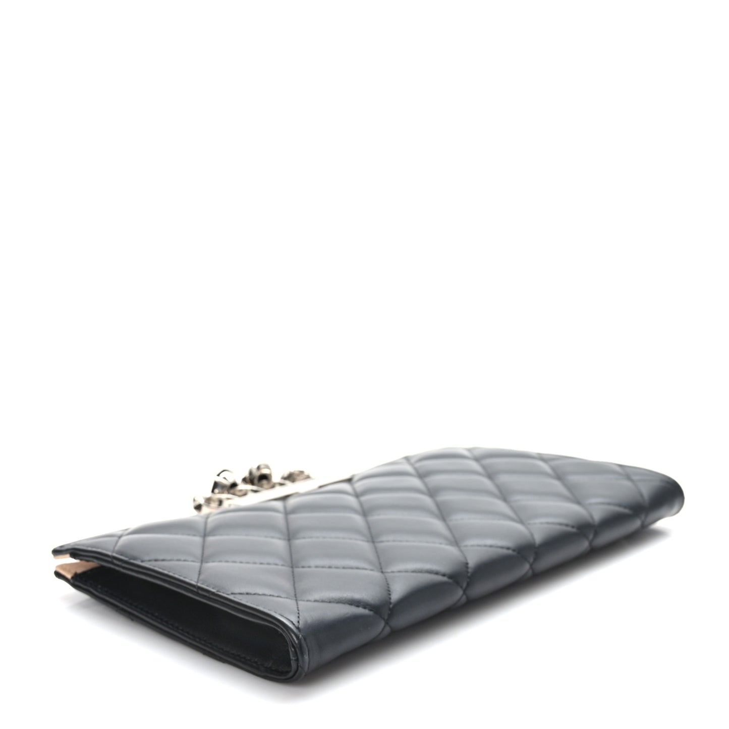 Nappa Quilted Knuckle Flat Clutch Black