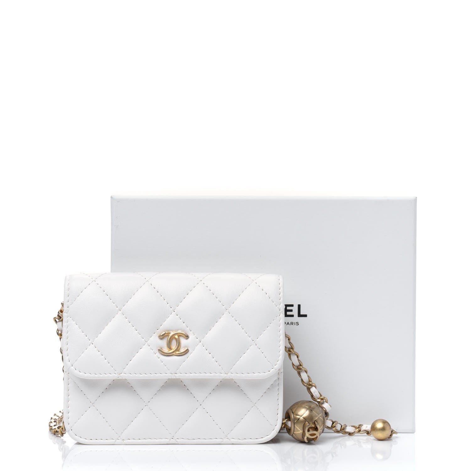 Chanel Lambskin Quilted Pearl Crush Clutch With Chain White 14 of 14