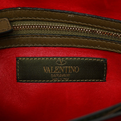 Valentino Garavani Nappa Canvas Camouflage Rockstud Wristlet Clutch Verde Rouge 6 of 7