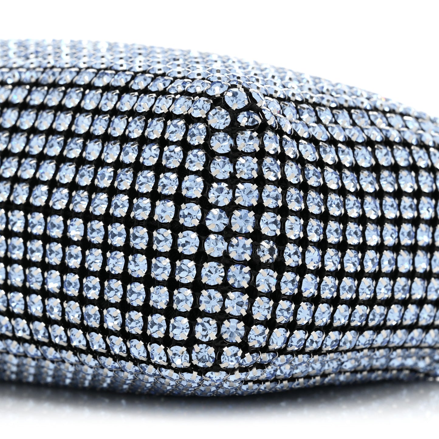 Mesh Crystal Rhinestone Mini Heiress Pouch Baby Blue