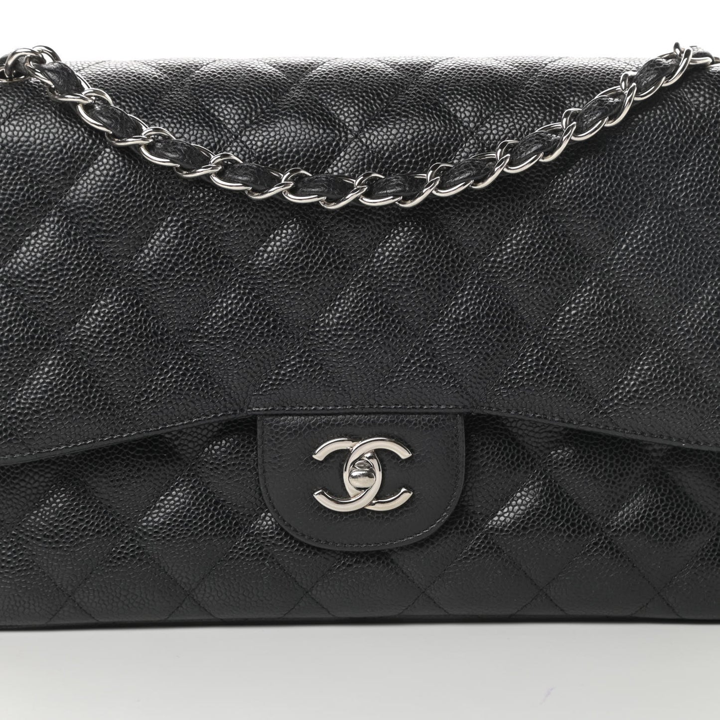 Caviar Quilted Jumbo Double Flap Black