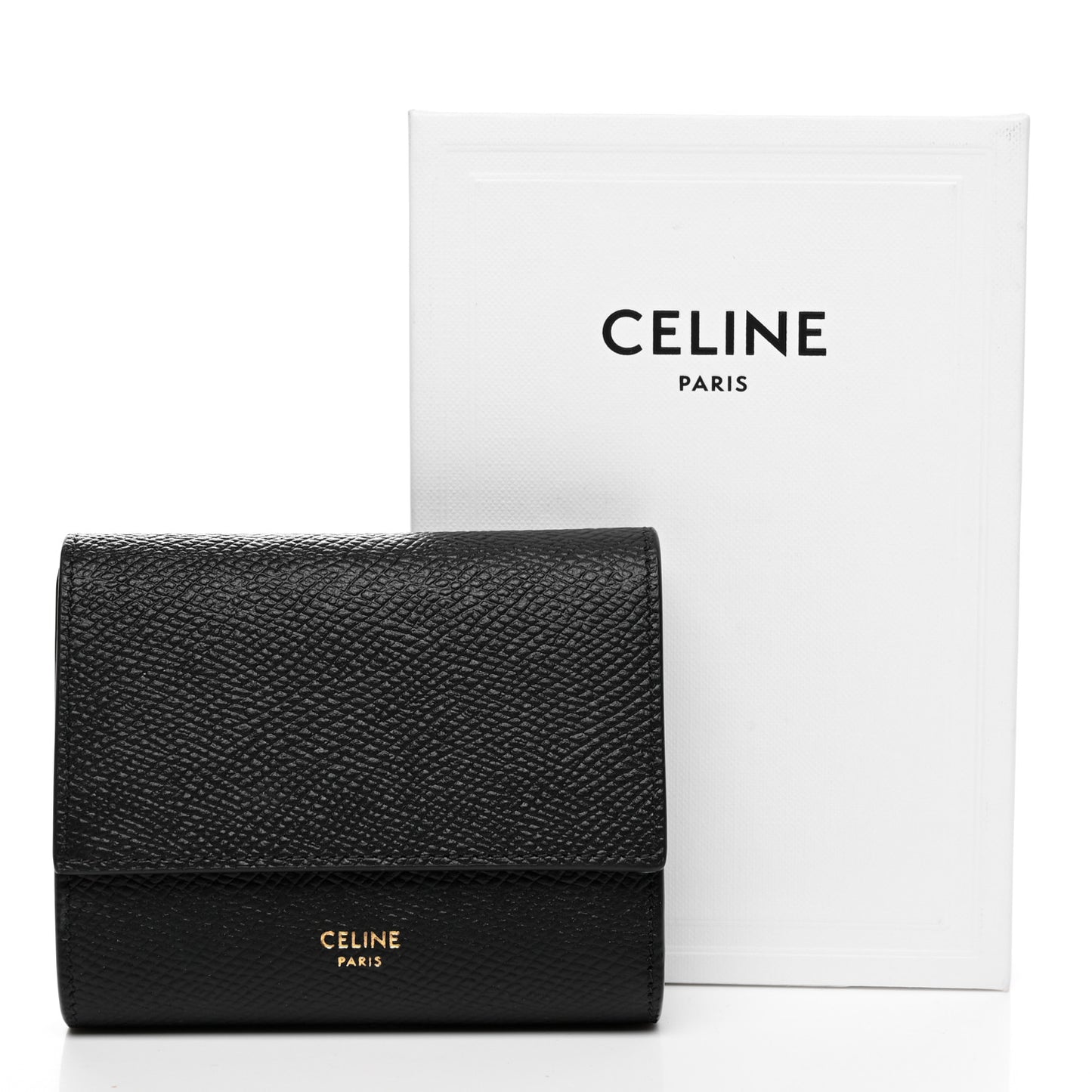 Grained Calfskin Small Multifunction Folded Wallet Black