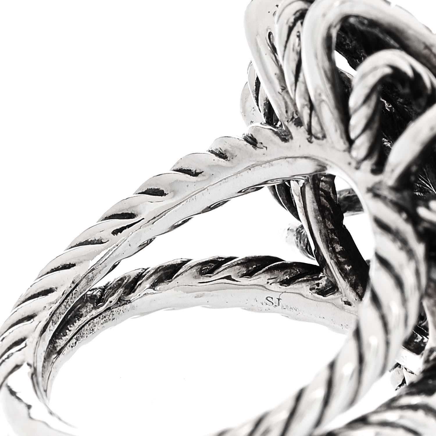 David Yurman Sterling Silver Diamond 25mm Starburst Ring 50 5.25 6 of 6