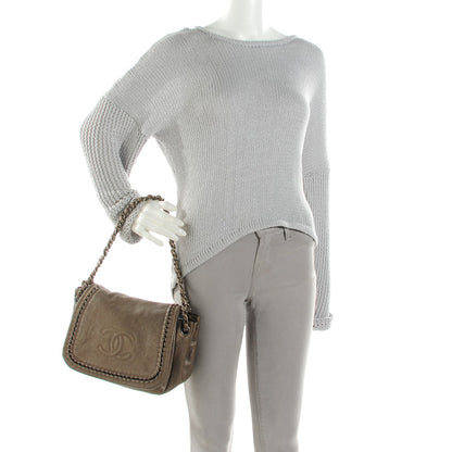 Chanel Metallic Goatskin Luxe Ligne Flap Dark Silver 2 of 7