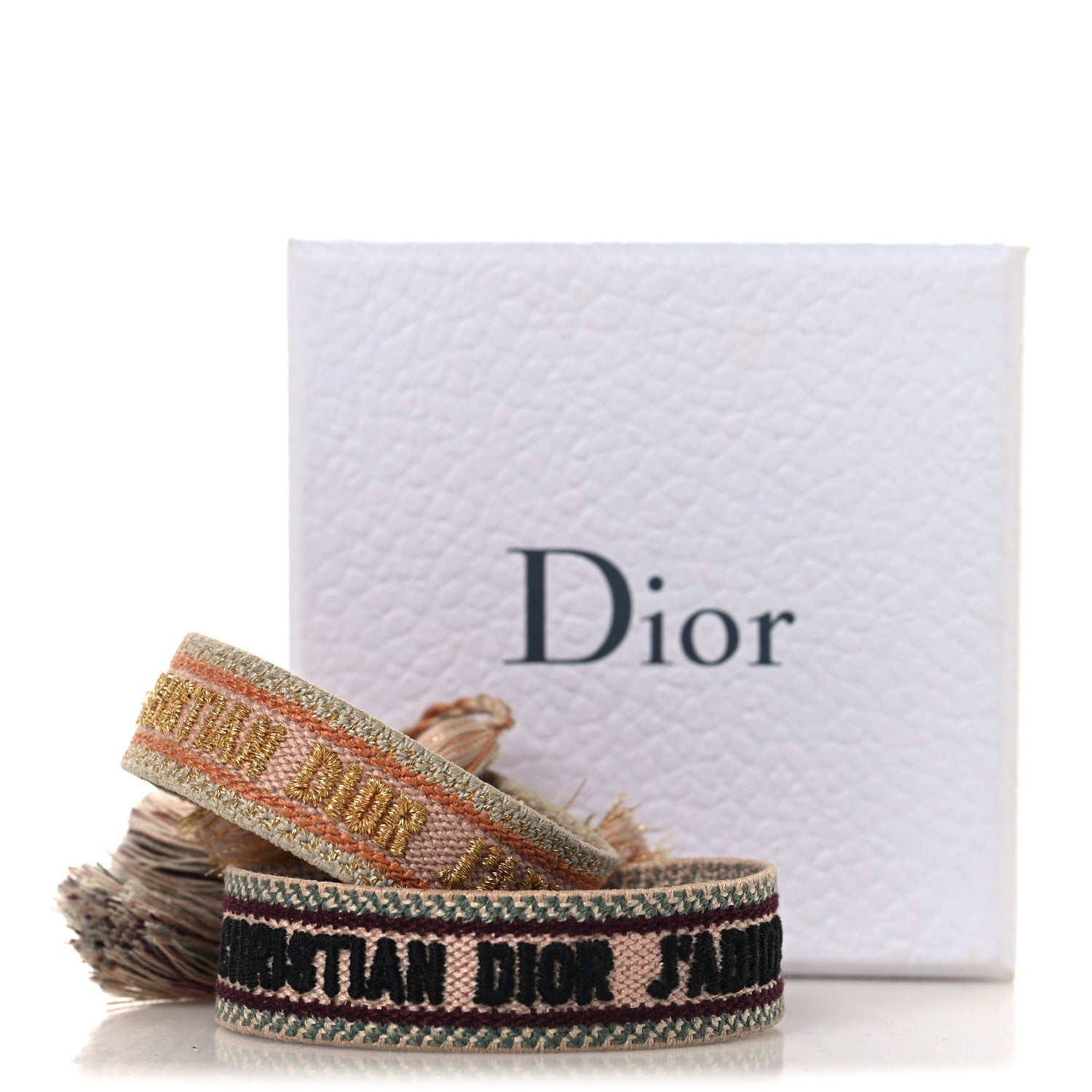 Christian Dior Woven Cotton J'Adior Friendship Bracelet Set Gold