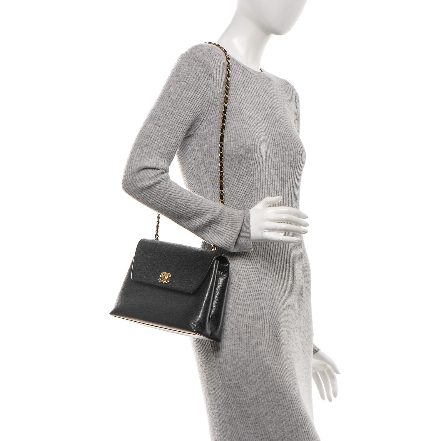 Chanel Caviar Flap Shoulder Bag Black 2 of 8