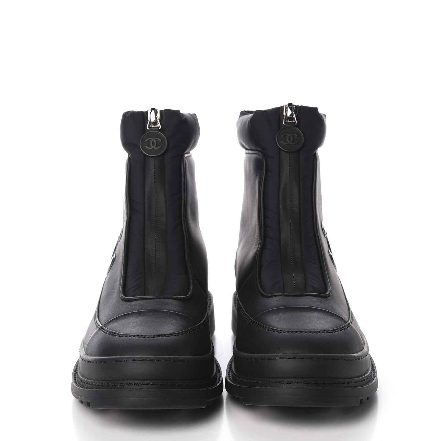 Calfskin Nylon CC Ankle Snow Boots 36 Black