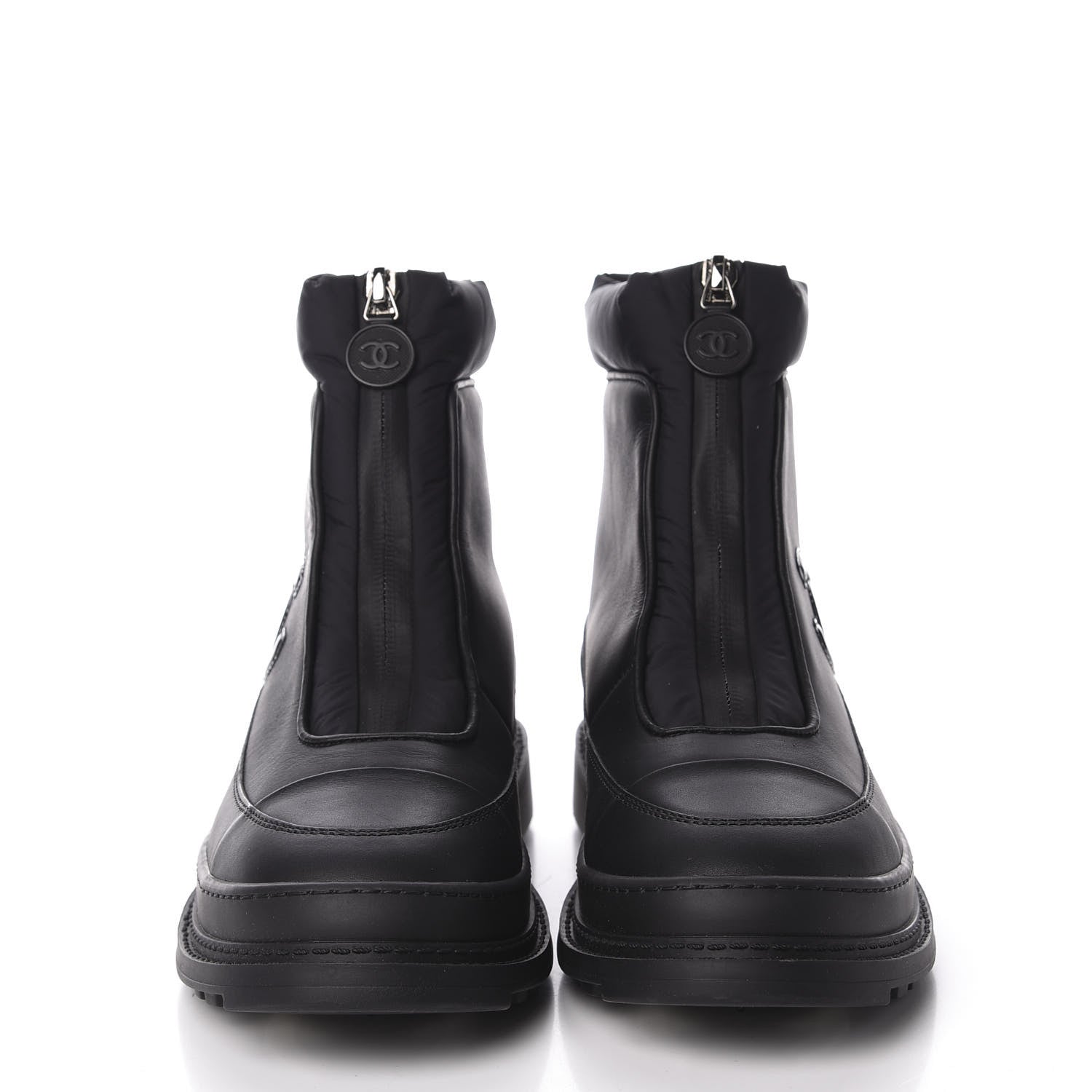 Chanel Calfskin Nylon CC Ankle Snow Boots 36 Black 2 of 10