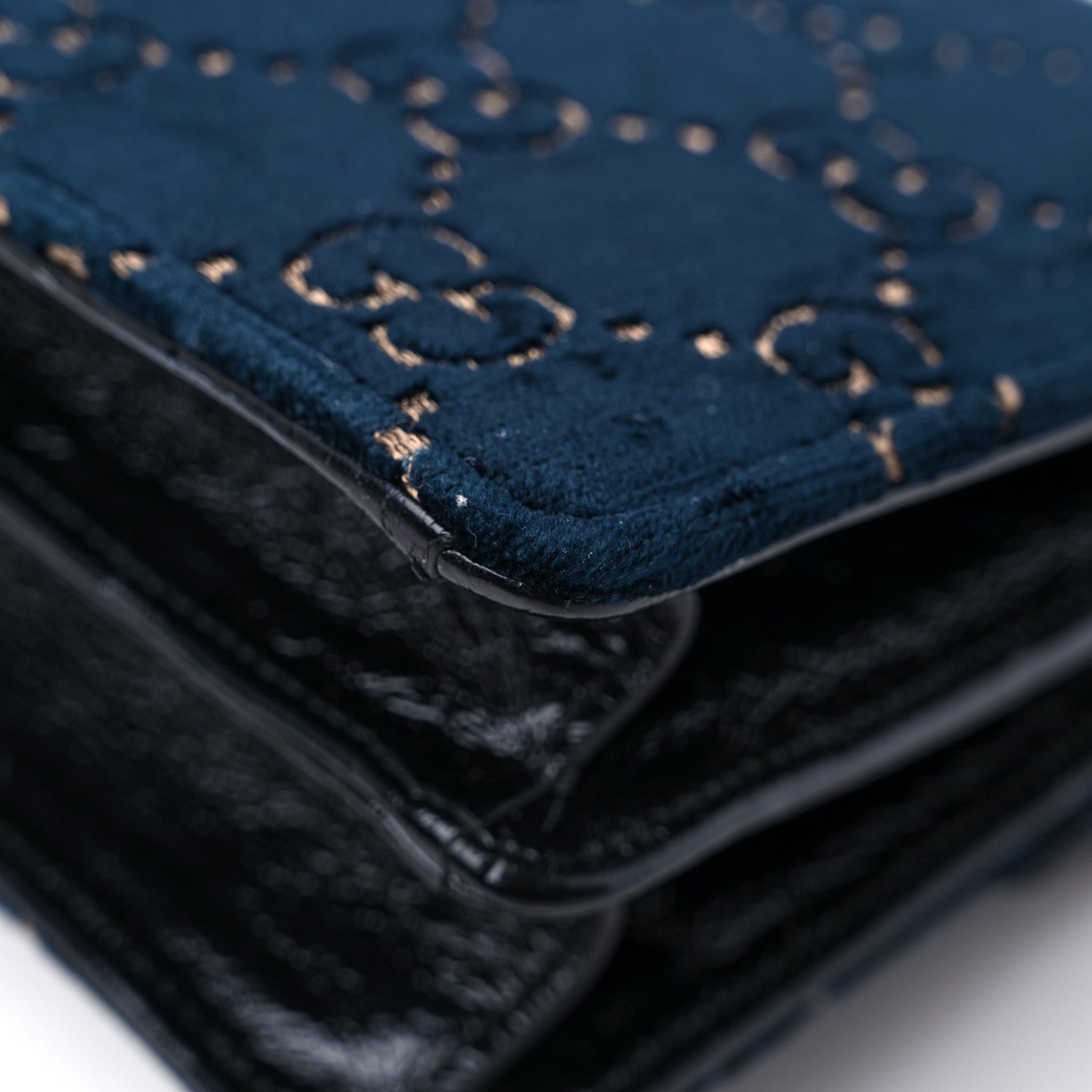 Gucci Velvet Skipper GG Monogram Small Dionysus Shoulder Bag Blue Beige Black 11 of 14
