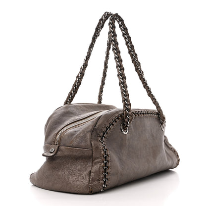 Chanel Metallic Goatskin Medium Luxe Ligne Bowler Bronze 3 of 16