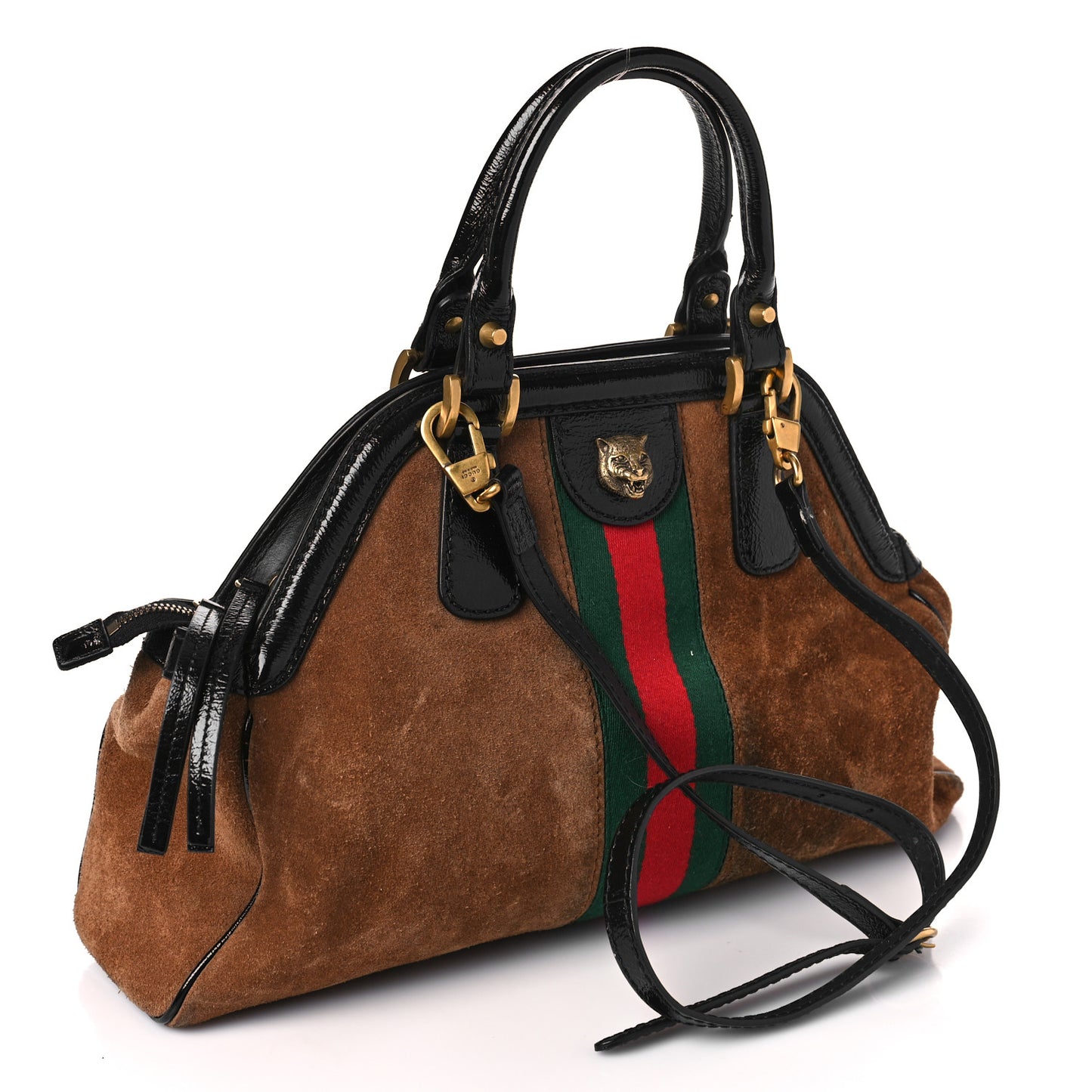 Suede Ophidia Medium Re(Belle) Top Handle Bag Nocciola Black