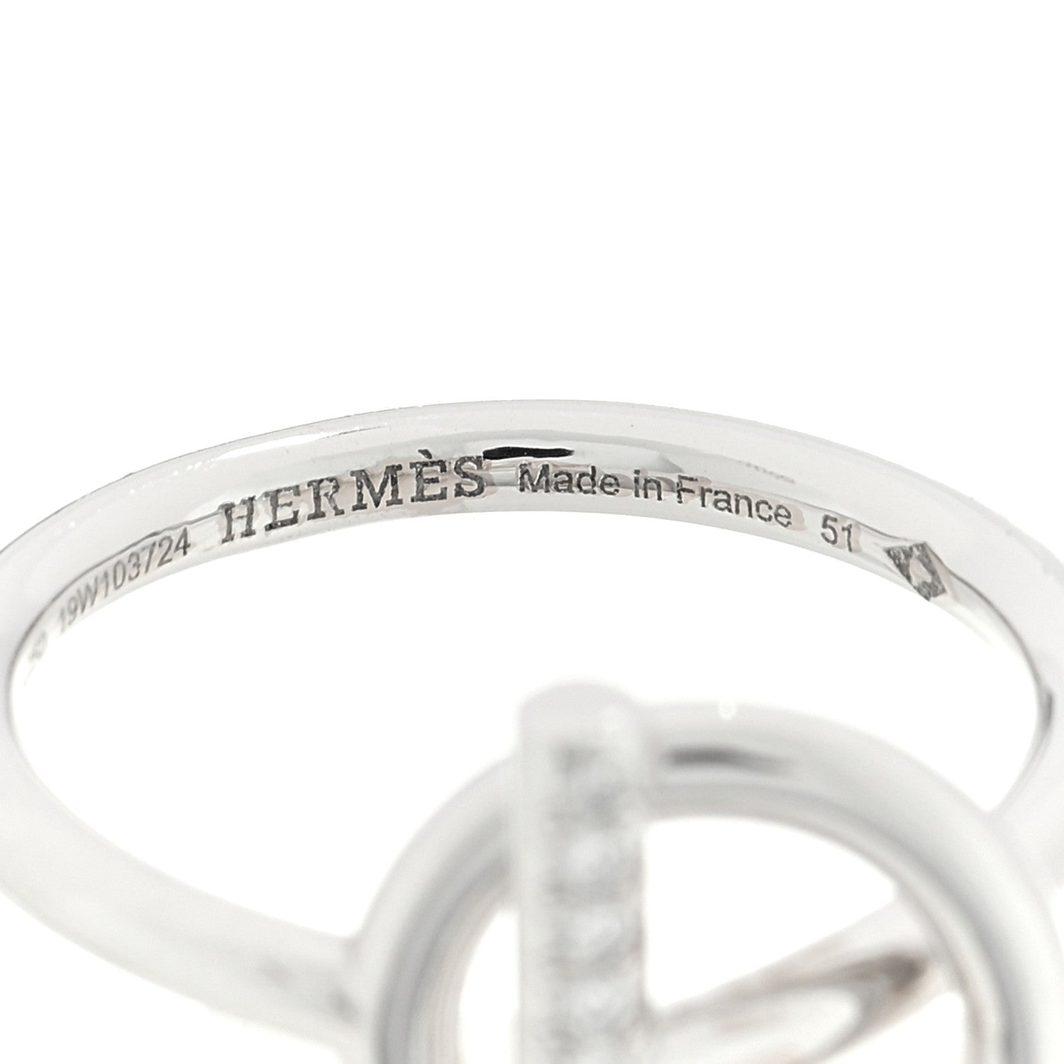 Hermes 18K White Gold Diamond PM Echappee Ring 51 5.75 4 of 4