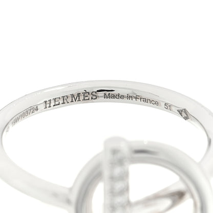 Hermes 18K White Gold Diamond PM Echappee Ring 51 5.75 4 of 4