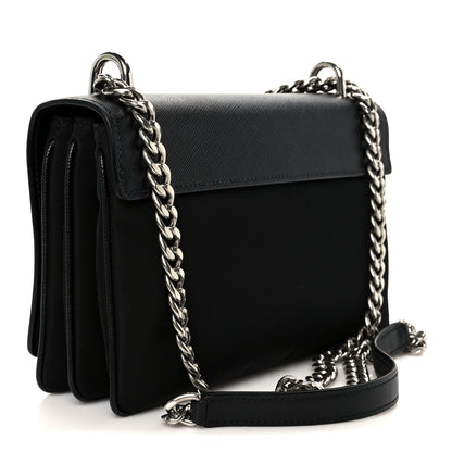 Prada Saffiano Tessuto Nylon Chain Shoulder Bag Black 3 of 11