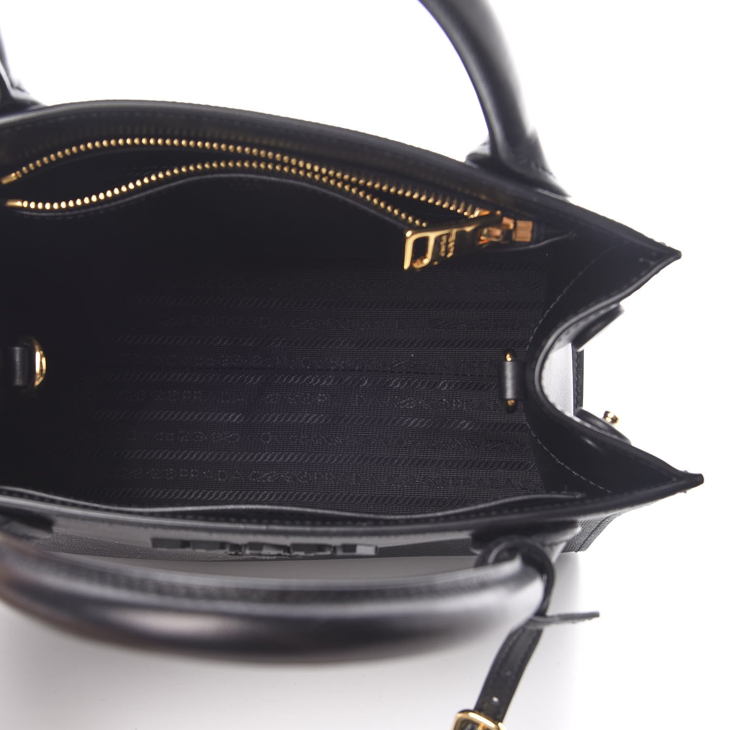Prada Saffiano Cuir Calfskin Small Monochrome Top Handle Tote Black 6 of 11