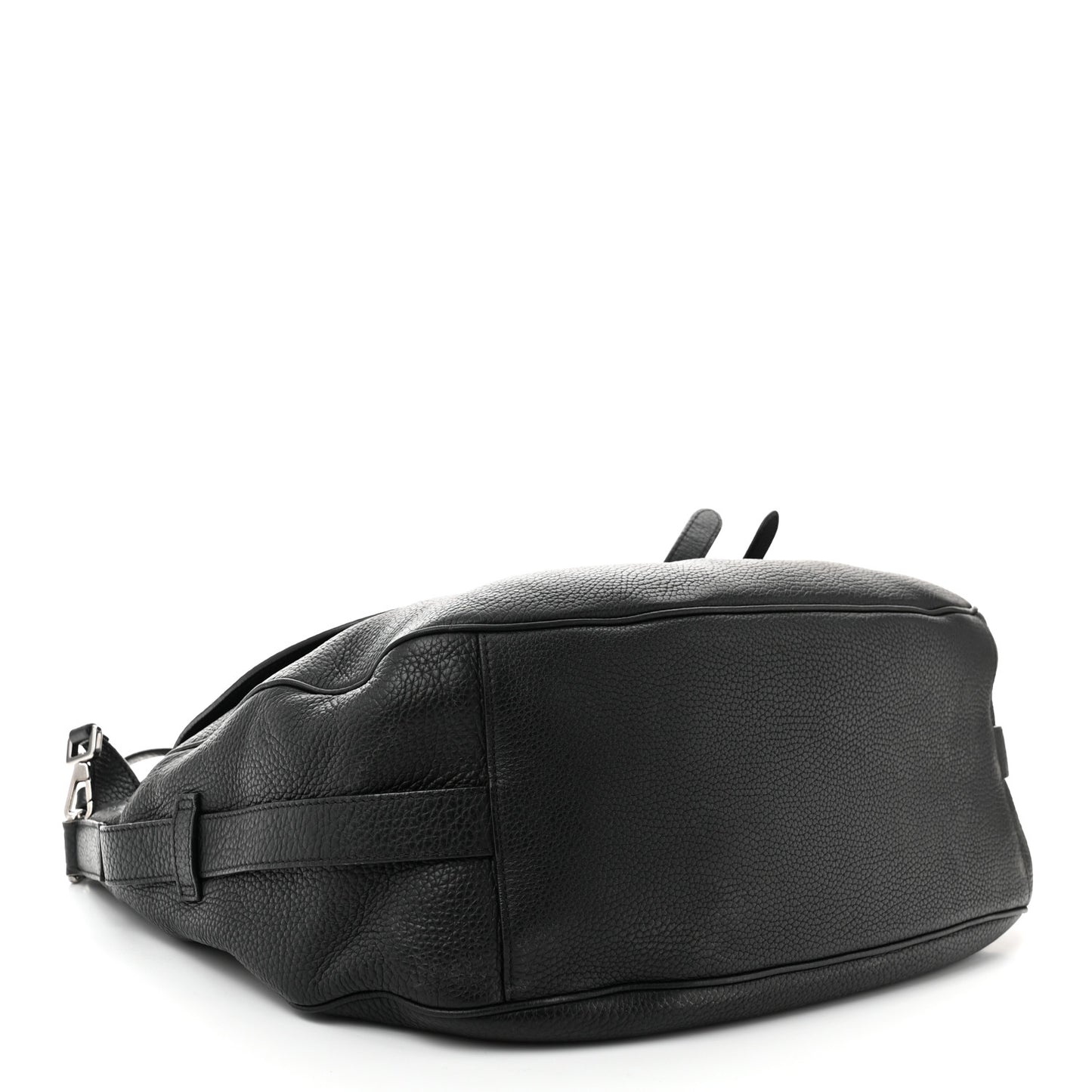 Grained Calfskin Saddle Soft Bag Black