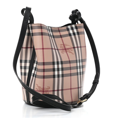 Burberry Haymarket Check Colours Small Lorne Bucket Crossbody Black 3 of 10