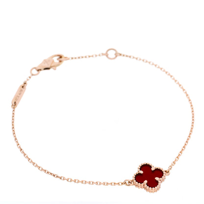 Van Cleef & Arpels 18K Rose Gold Carnelian Sweet Alhambra Bracelet 1 of 5
