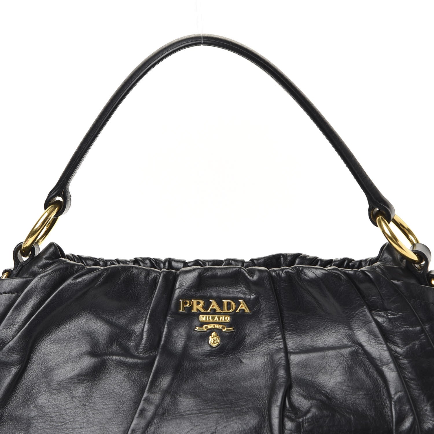 Prada Soft Calf Pleated Hobo Black 8 of 8