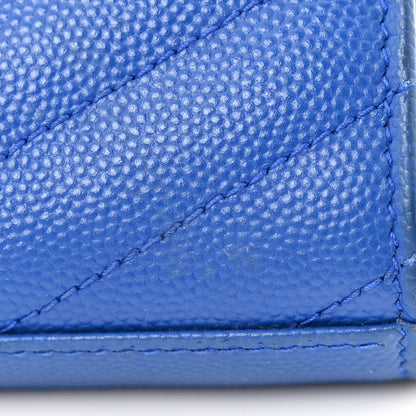 Saint Laurent Grain De Poudre Matelasse Chevron Monogram Chain Wallet Blue Majorelle 15 of 16