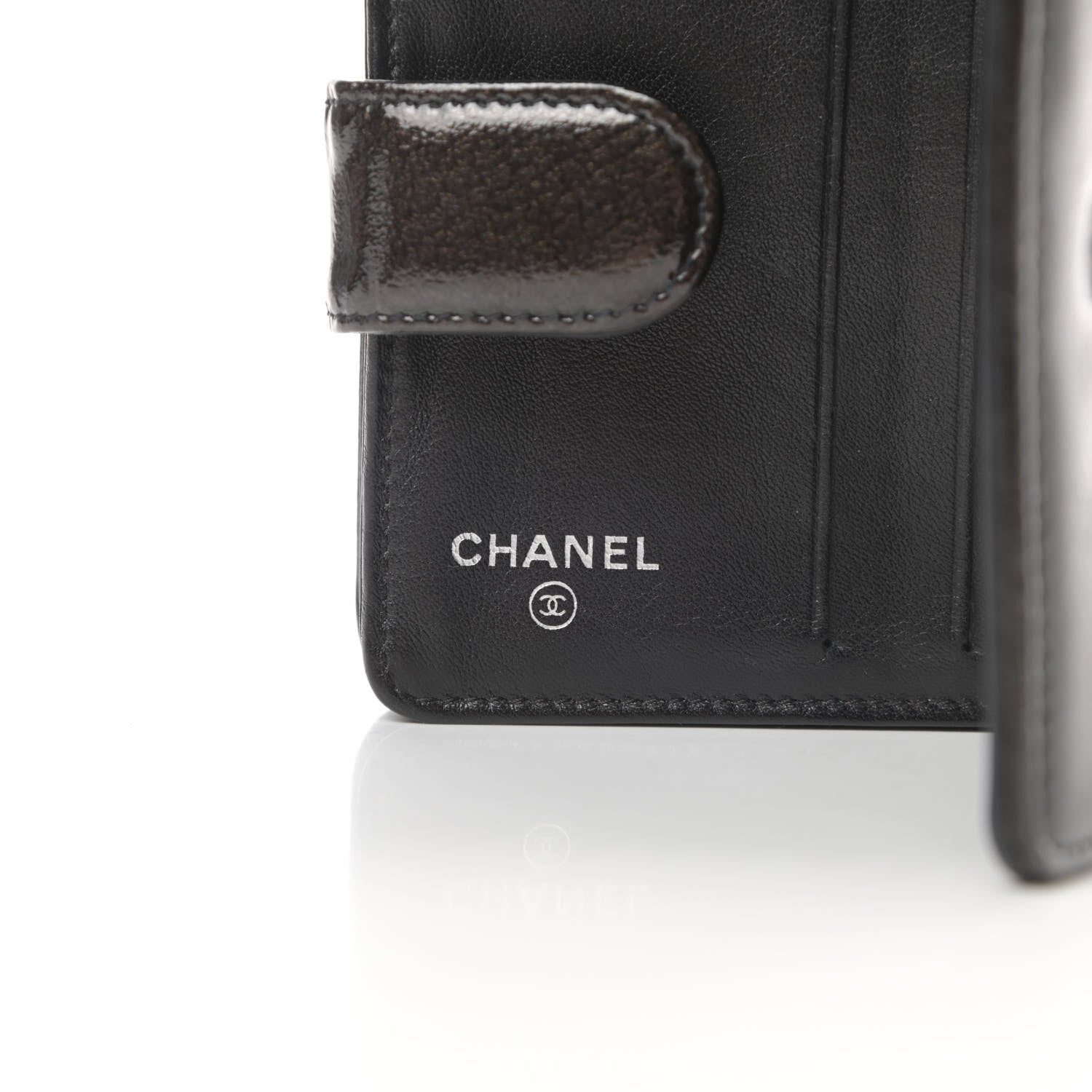 Chanel Patent Goatskin Compact French Wallet Dark Brown 7 of 12