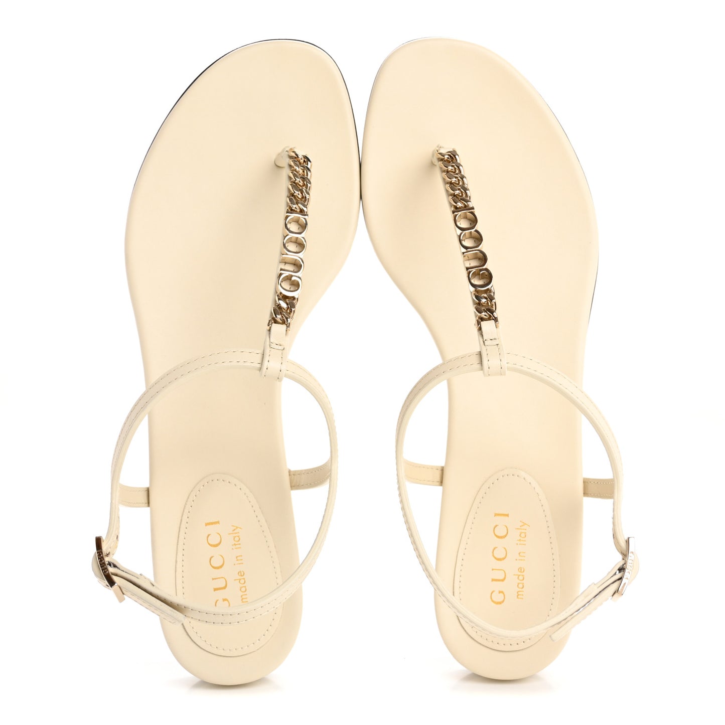 Sierra Calfskin Signoria Thong Sandals 38.5 New Ivoire