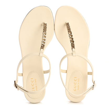 Gucci Sierra Calfskin Signoria Thong Sandals 38.5 New Ivoire 2 of 9