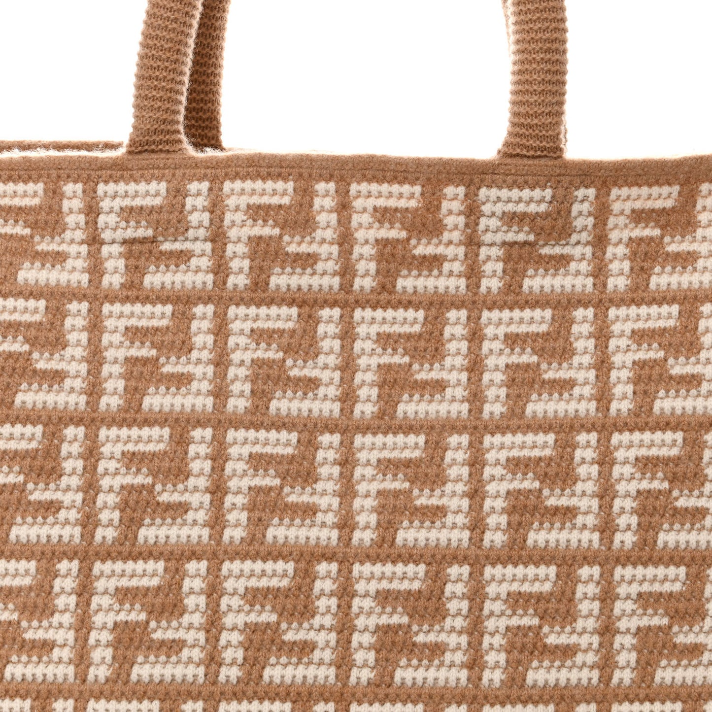 Cashmere Knit FF Large Shopper Tote Cammello