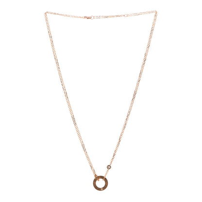 Cartier 18K Pink Gold 2 Diamond LOVE Necklace 3 of 5