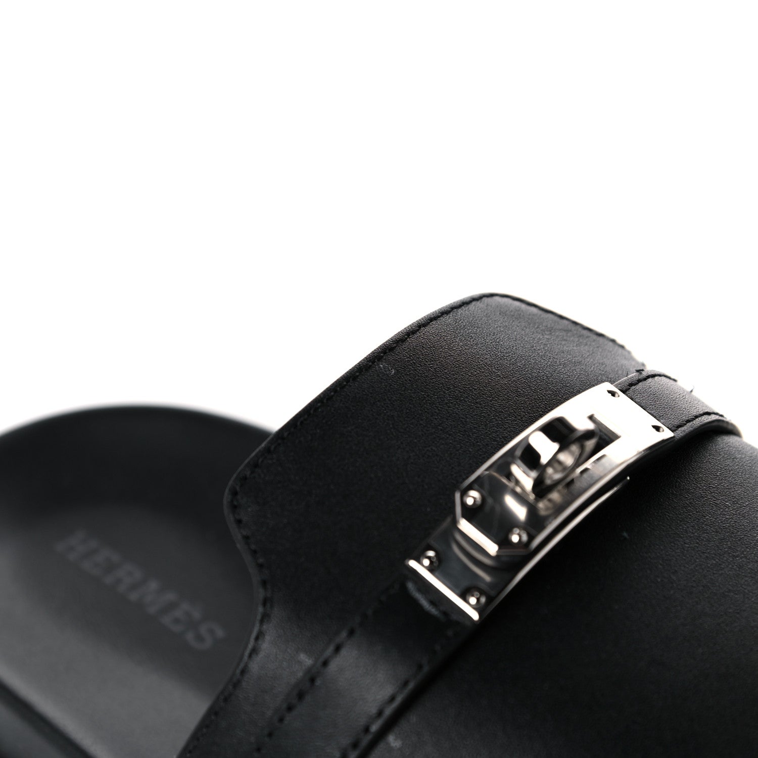 Hermes Calfskin Womens Empire Sandals 38.5 Black 10 of 12