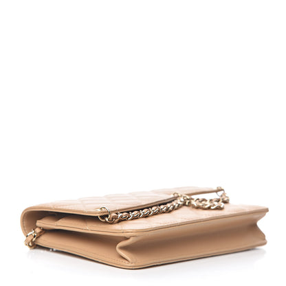 Chanel Lambskin Quilted Chain Infinity Wallet On Chain WOC Light Beige 4 of 11