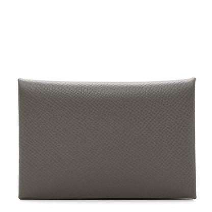 Hermes Epsom Calvi Card Case Gris Meyer 1 of 7