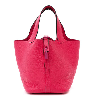 Hermes Taurillon Clemence Monochrome Picotin Lock 18 PM Rose Mexico 1 of 11