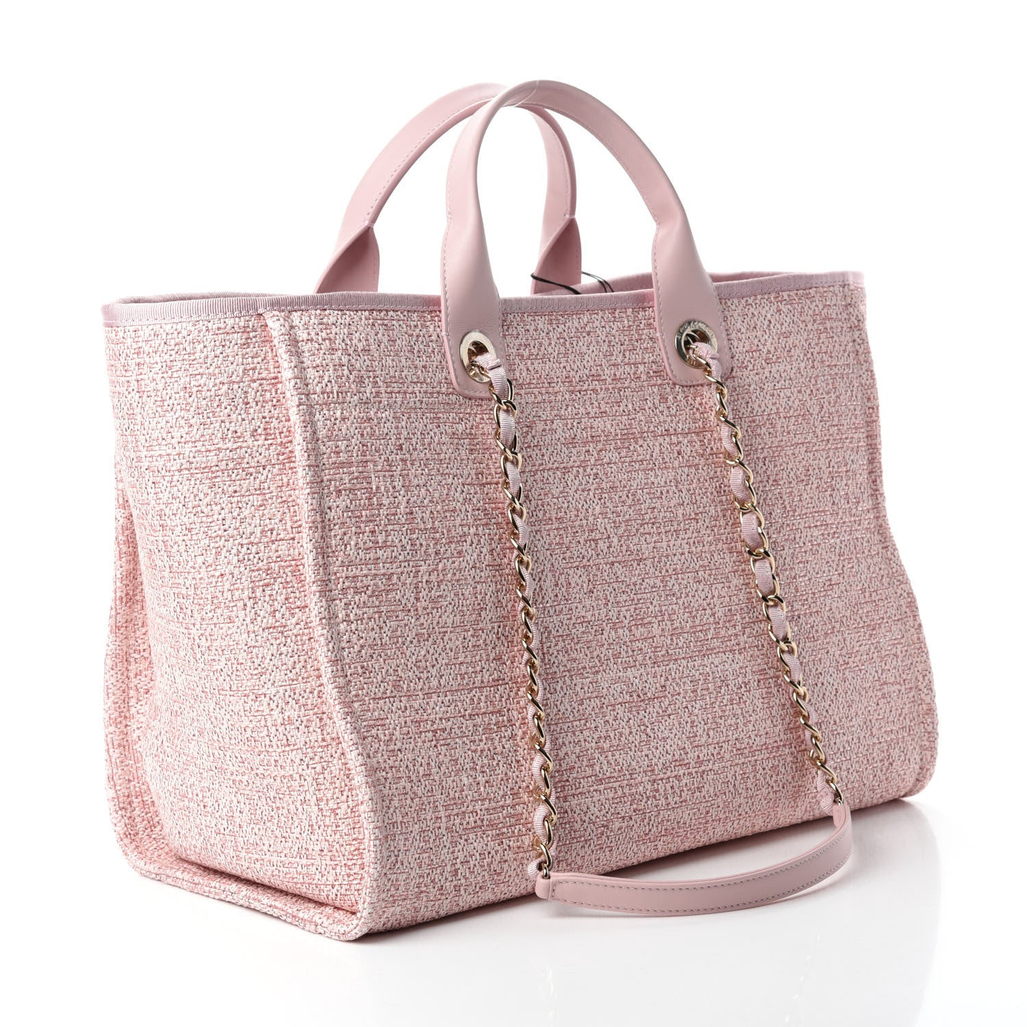 Chanel Lurex Boucle Deauville Medium Tote Pink 3 of 10