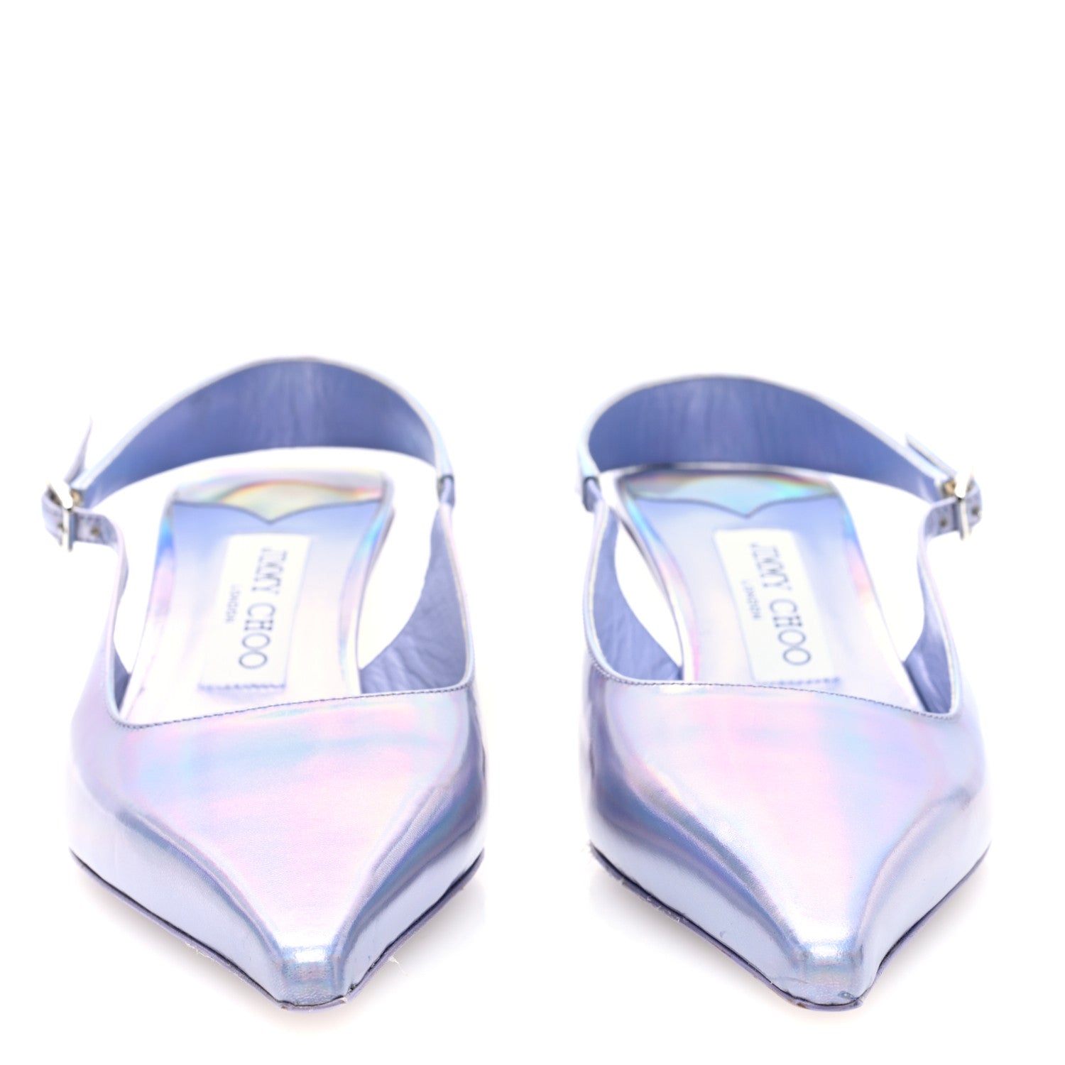 Jimmy Choo Metallic Patent Amel 50 Slingback Pumps 37 Purple 3 of 8
