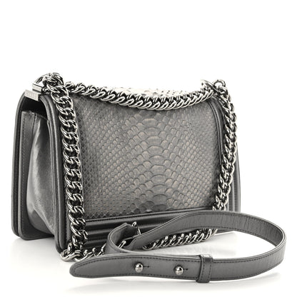 Chanel Snakeskin Medium Boy Flap Silver 3 of 12