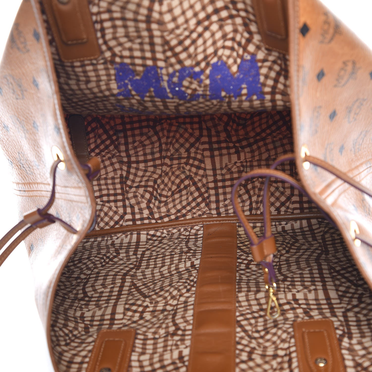 MCM Visetos Large Liz Reversible Shopper Tote Cognac 9 of 32