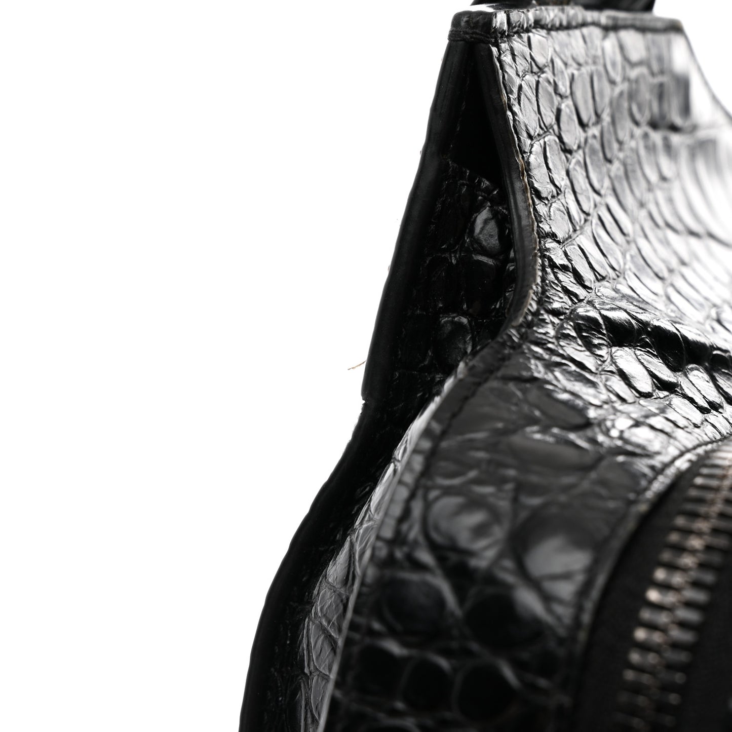 Calfskin Crocodile Embossed Neo Classic Black Hardware Medium City Black
