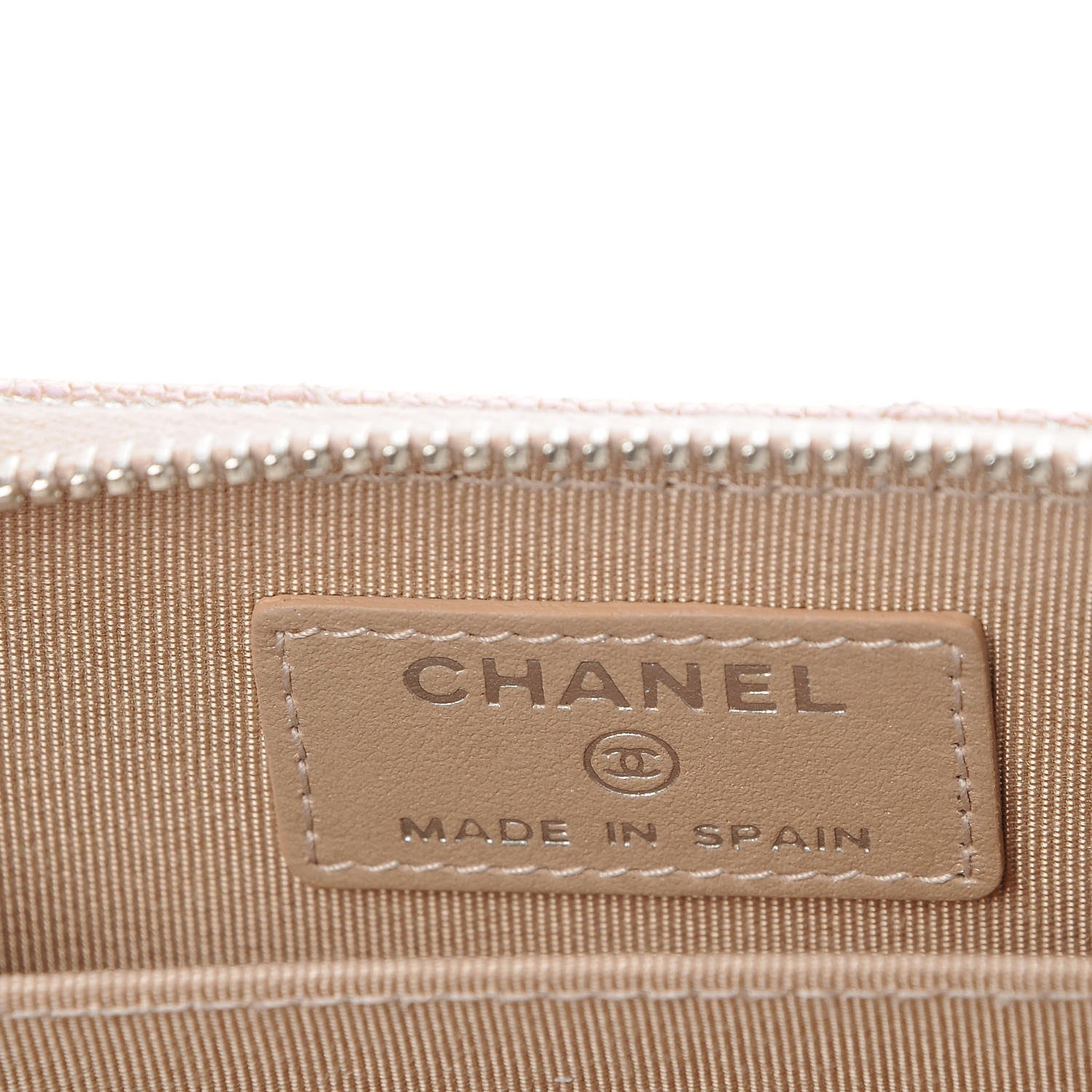 Chanel Metallic Caviar Chevron Quilted Zip Around Coin Purse Light Gold 6 of 8