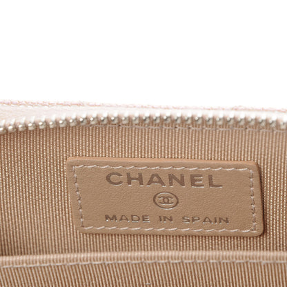 Chanel Metallic Caviar Chevron Quilted Zip Around Coin Purse Light Gold 6 of 8