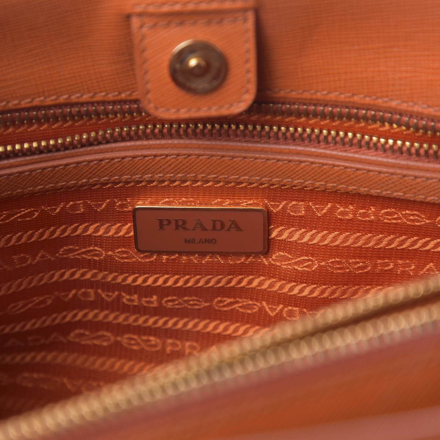Prada Saffiano Lux Medium Tote Papaya 7 of 10