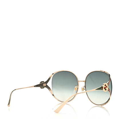 Gucci Metal Oversized Round Frame GG0225S Sunglasses Gold 4 of 9