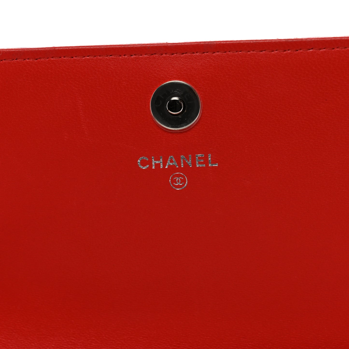 Lambskin Quilted Square Wallet On Chain WOC Red