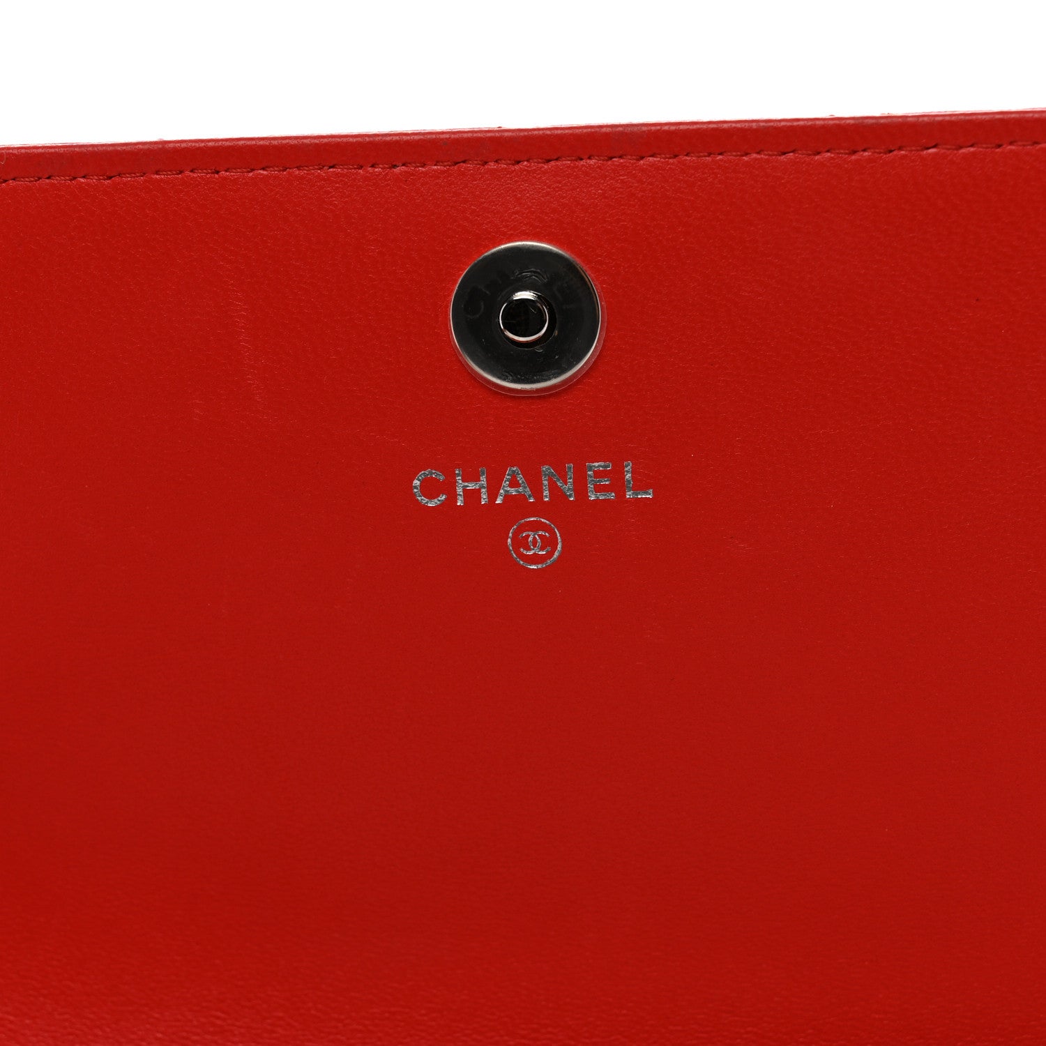 Chanel Lambskin Quilted Square Wallet On Chain WOC Red 8 of 12