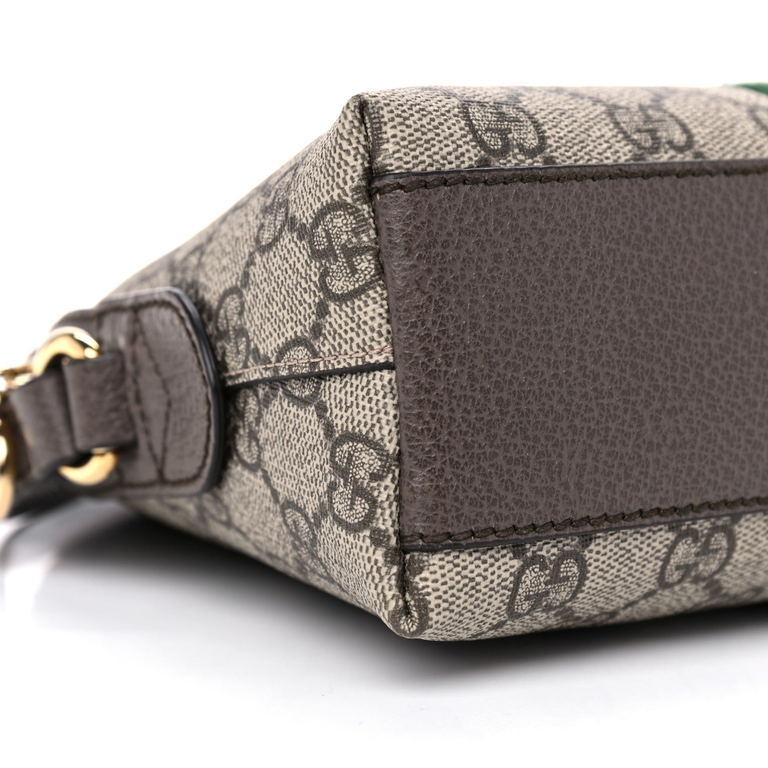Gucci GG Supreme Monogram Textured Dollar Calfskin Web Small Ophidia Dome Shoulder Bag Beige Ebony New Acero 9 of 10
