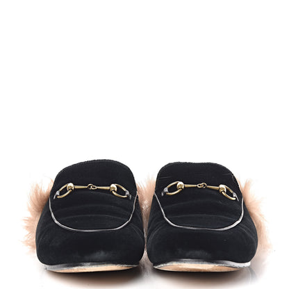 Gucci Velvet Fur Womens Princetown Slippers 41 Black 2 of 12