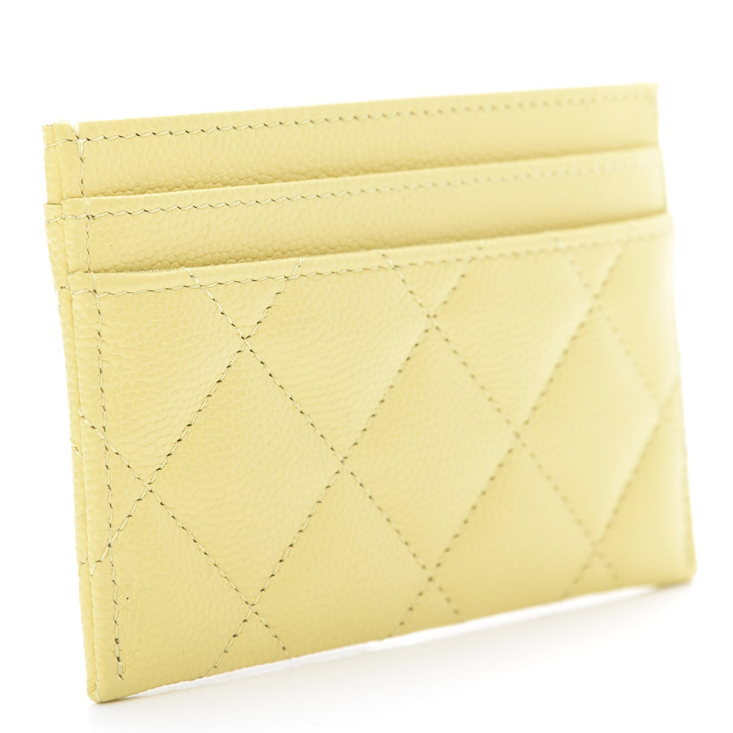 Caviar Quilted Crystal Card Holder Yellow