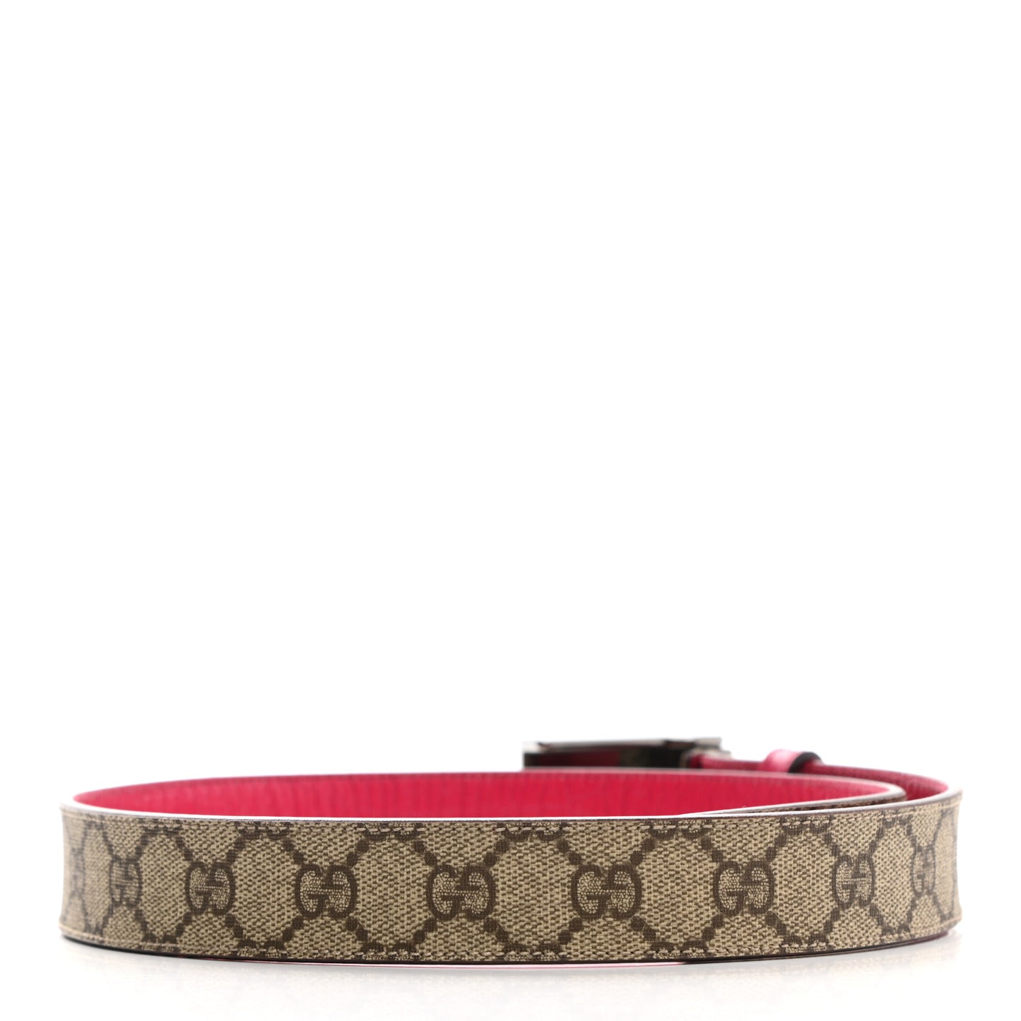 GG Supreme Monogram Plaque Belt 85 34 Fuchsia