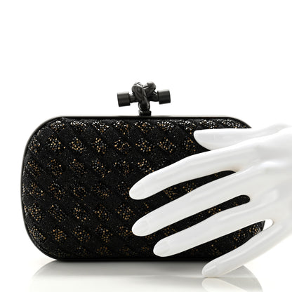 Bottega Veneta Crystal Bead Embellished Intrecciato Knot Clutch Black 2 of 6